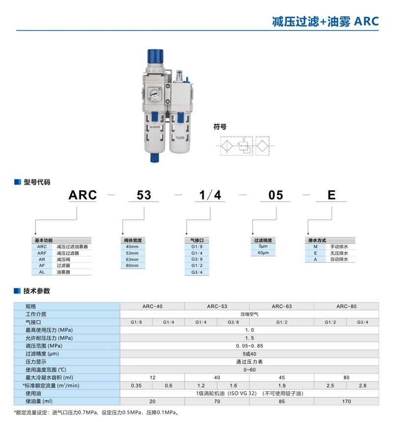 藤仓SMC气源处理器减压过滤器ARC-53-1/4-05-E系列(图3)
