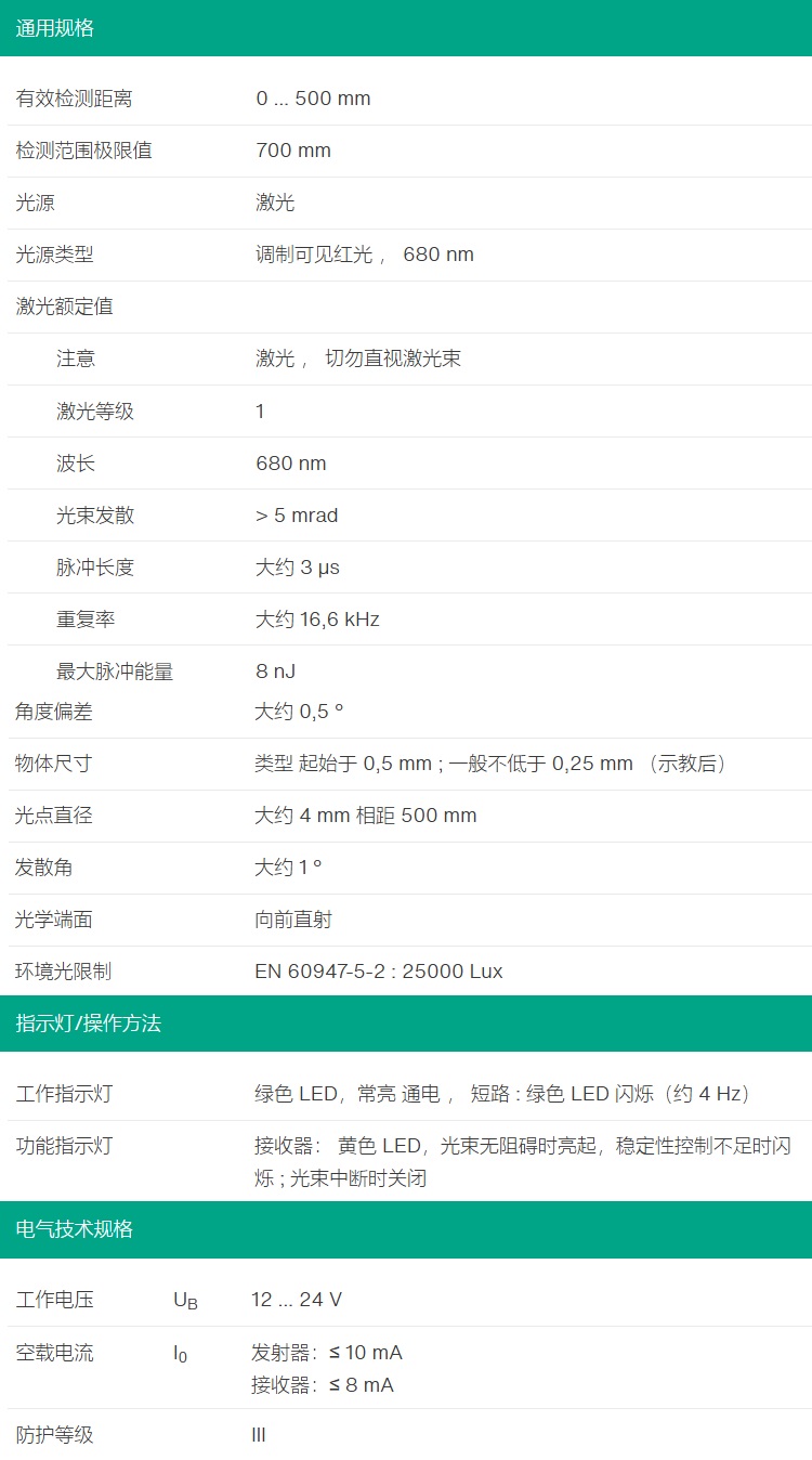 对射型光电传感器OBE500-R3F-SE0-L(成对)(图2) 对射型光电传感器OBE500-R3F-SE0-L(成对)(图2)