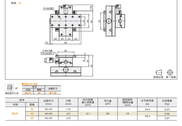 标准型DIL31手动位移滑台(图5) 标准型DIL31手动位移滑台(图5)