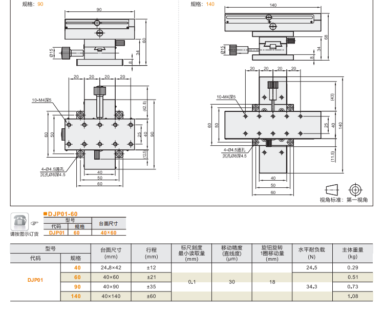 标准型DJP01手动位移滑台(图4) 标准型DJP01手动位移滑台(图4)