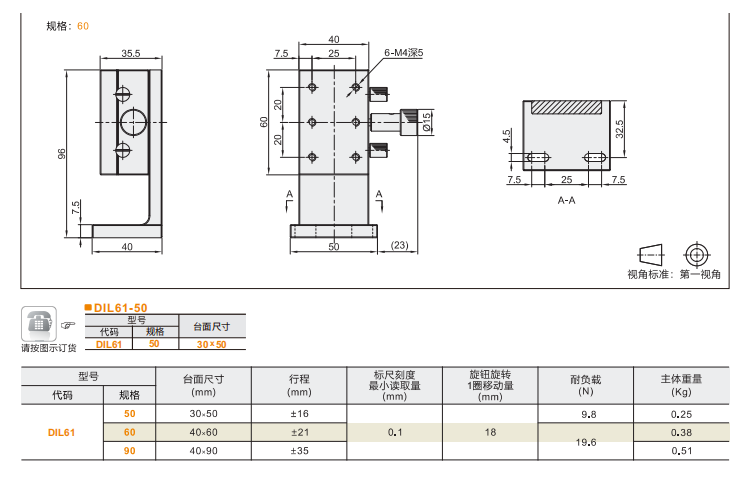 标准型DIL61/DIL66手动位移滑台(图4) 标准型DIL61/DIL66手动位移滑台(图4)