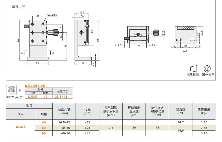 标准型DJQ01/DJS01手动位移滑台(图4) 标准型DJQ01/DJS01手动位移滑台(图4)