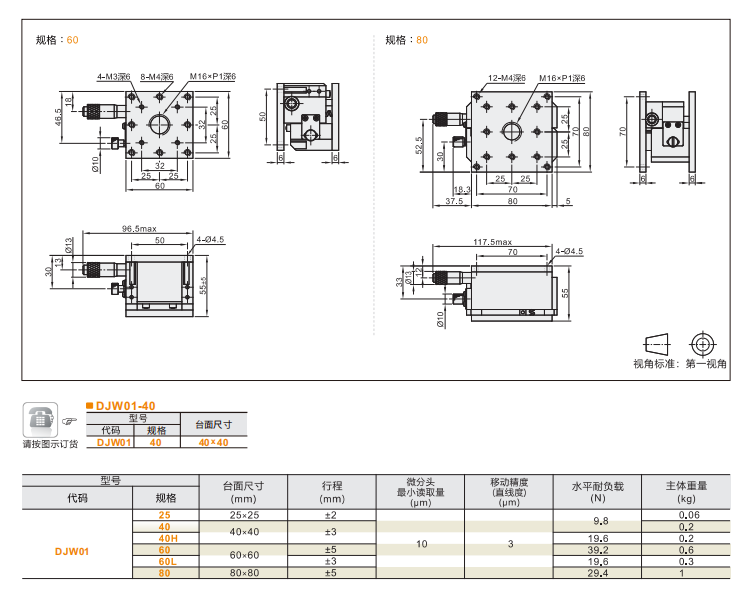 高精度DJWO1/DJWO3/DJW11手动位移台(图5) 高精度DJWO1/DJWO3/DJW11手动位移台(图5)