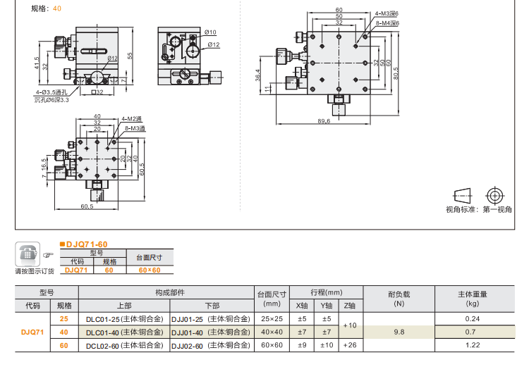 齿轮齿条驱动型DJQ71手动位移滑台(图4) 齿轮齿条驱动型DJQ71手动位移滑台(图4)
